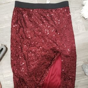 Red Sequin Skirt